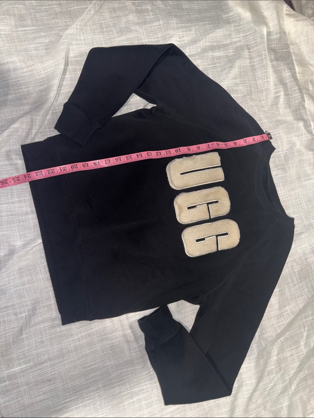 UGG Black Crewneck Sweatshirt with Cream Chenille Logo